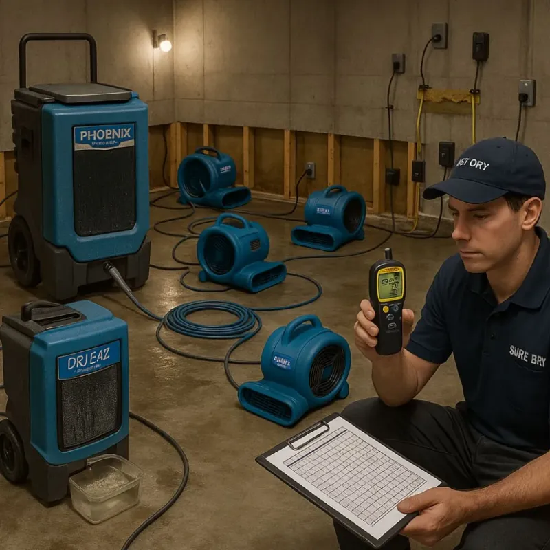 Structural Drying and Dehumidification process in Poynette, WI